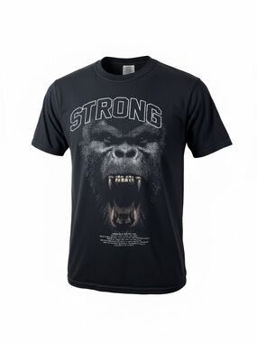 Comfort Colors Black 'STRONG' Gorilla Graphic Tee Men’s Size Large